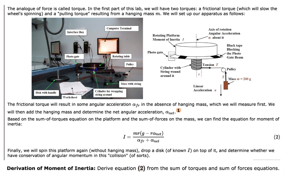 SOLVED: The analogue of force is called torque In the first part of ...