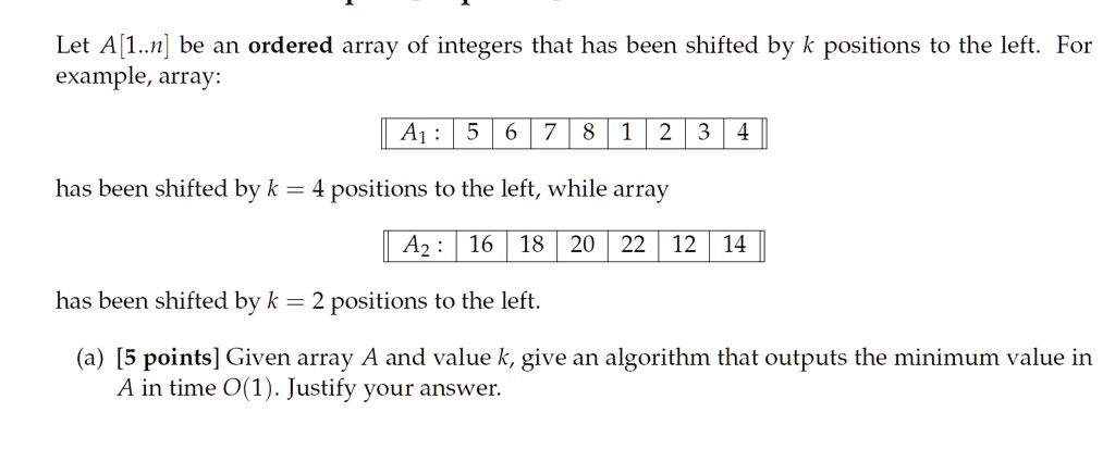 let a1n be an ordered array of integers that has been shifted by k ...