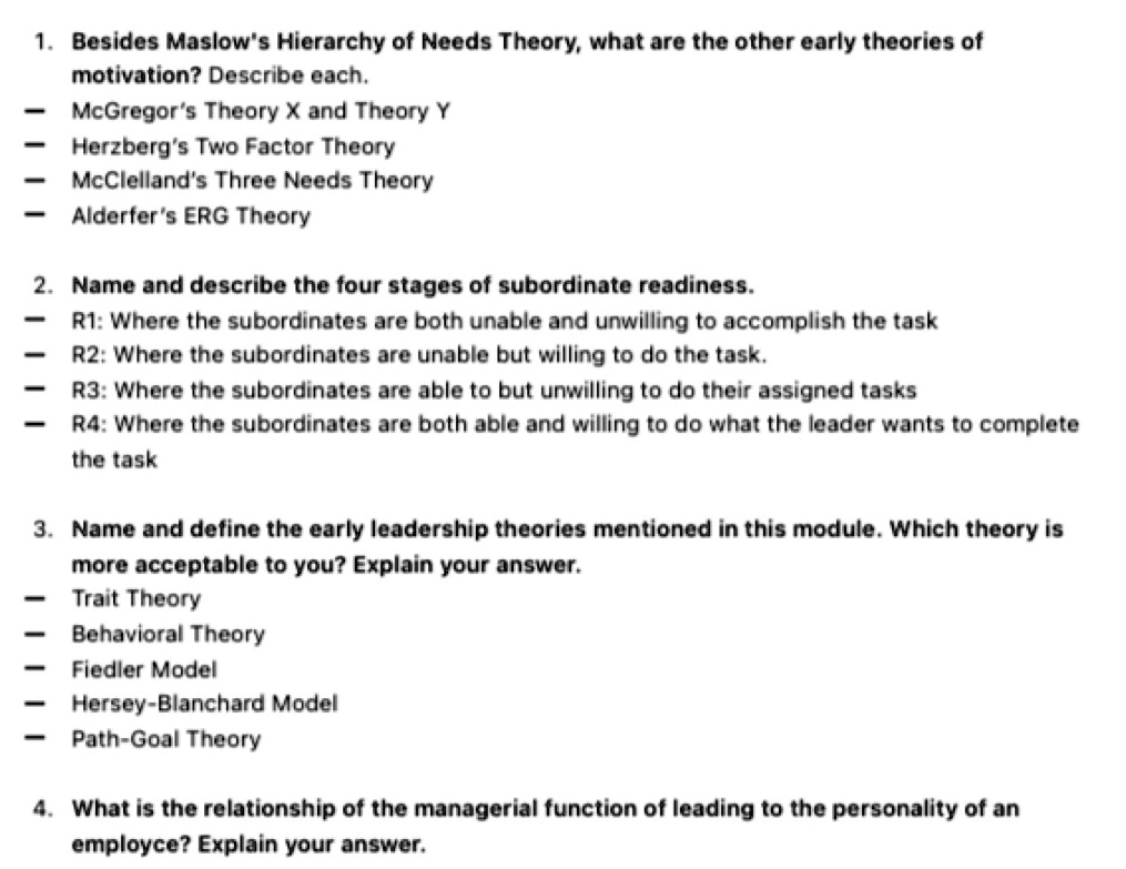 SOLVED: NO PLAGIARISM PLEASE Besides Maslow's Hierarchy of Needs Theory ...