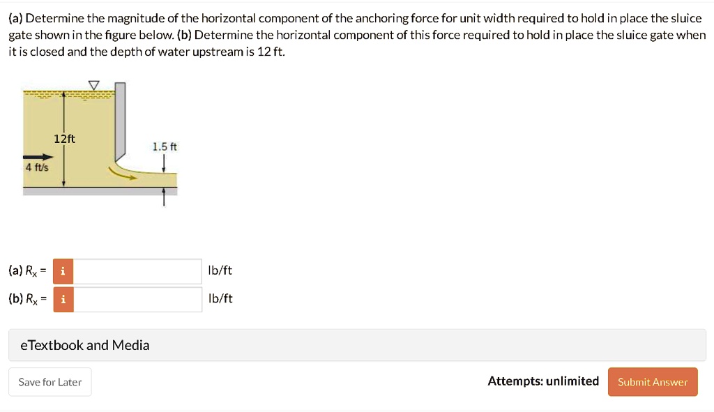 Determine the magnitude of the horizontal component of the anchoring