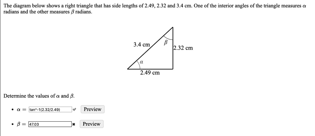 SOLVED: The diagram below shows a right triangle that has side lengths ...