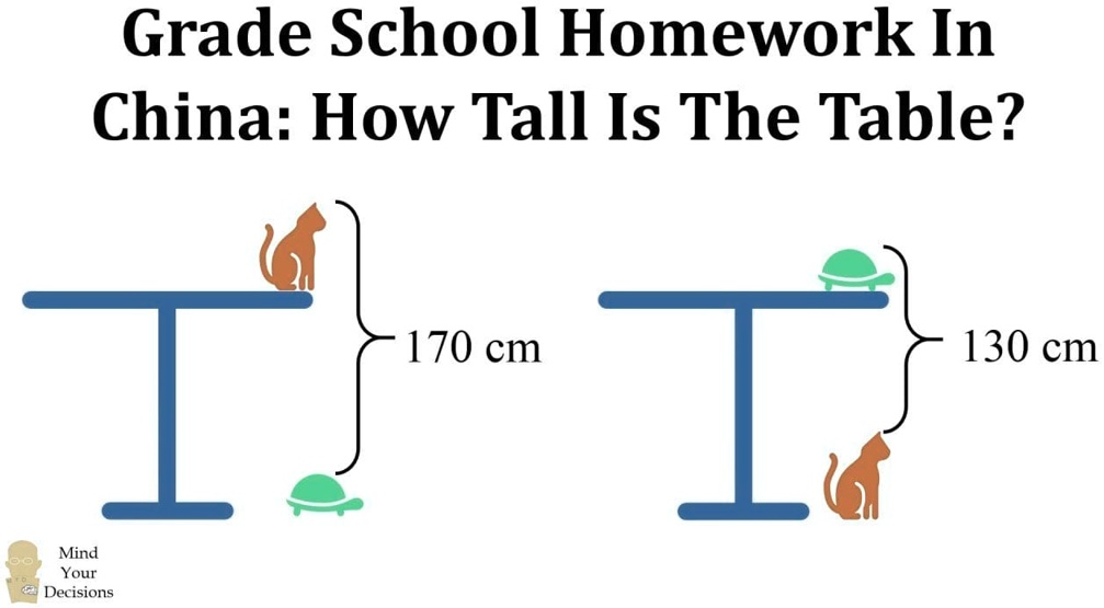 grade school homework china how tall is the table