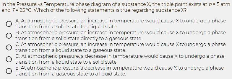 In the Pressure vs Temperature phase diagram of a substance X, the ...