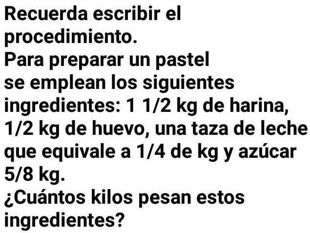 Para Preparar Un Pastel Se Necesita Por Cada Kilogramo www.numerade.com