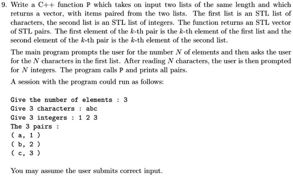 SOLVED: Write in C++, please! 9. Write a C++ function P which takes on ...