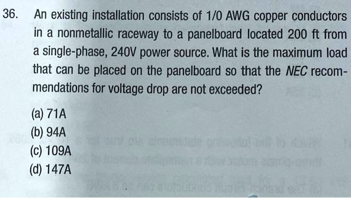 Coper Raceway 36. An existing installation consists of 1/0 AWG copper conductors in a ...