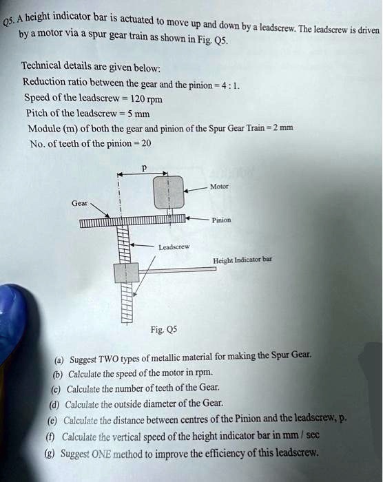 SOLVED Texts By a motor via a spur gear train as shown in Fig QS