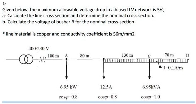 SOLVED: Texts: 1- Given Below, The Maximum Allowable Voltage Drop In A ...