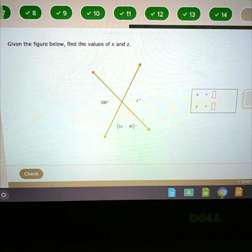 Solved Given The Figure Below Find The Values Of X And Z Pls Help Given The