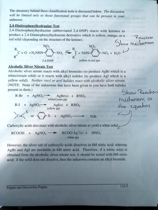 SOLVED The chemistry behind these classification tests is