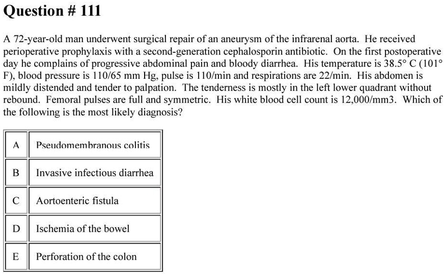 Solved Question Iii 72 Year Old Man Underwent Surgical Repair Of An Solved Question Iii 72 Year Old Man Underwent Surgical Repair Of An