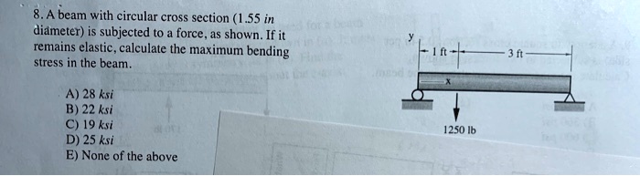 SOLVED: Calculate the maximum bending stress. A beam with a circular ...