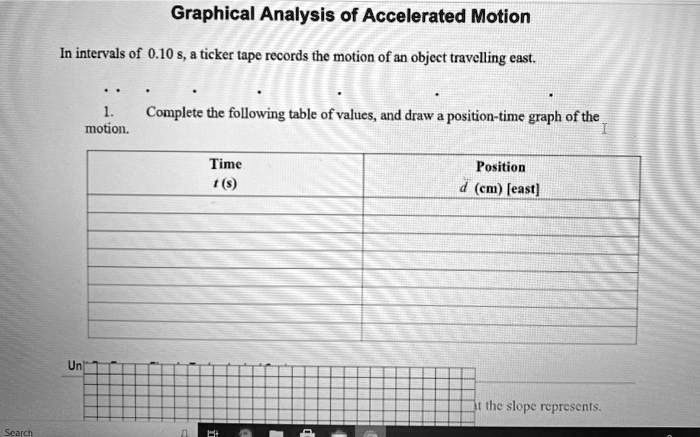 graphical analysis of accelerated motion in intervals of 010 ticker ...