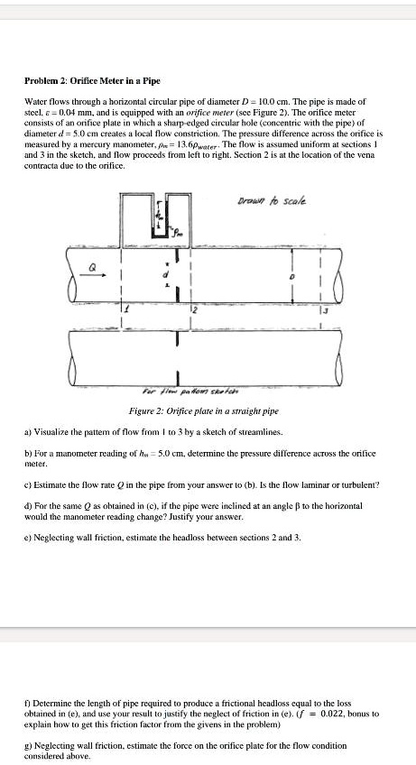 problem 2 orifice meter in a pipe water flows through a horizontal ...