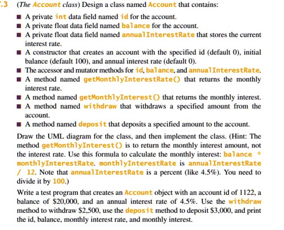 SOLVED: Use Python to solve: 43 (The Account class) Design a class ...