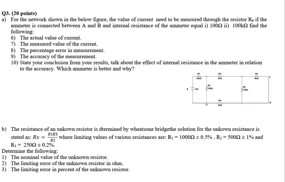 SOLVED For the network shown in the figure below, the value of current