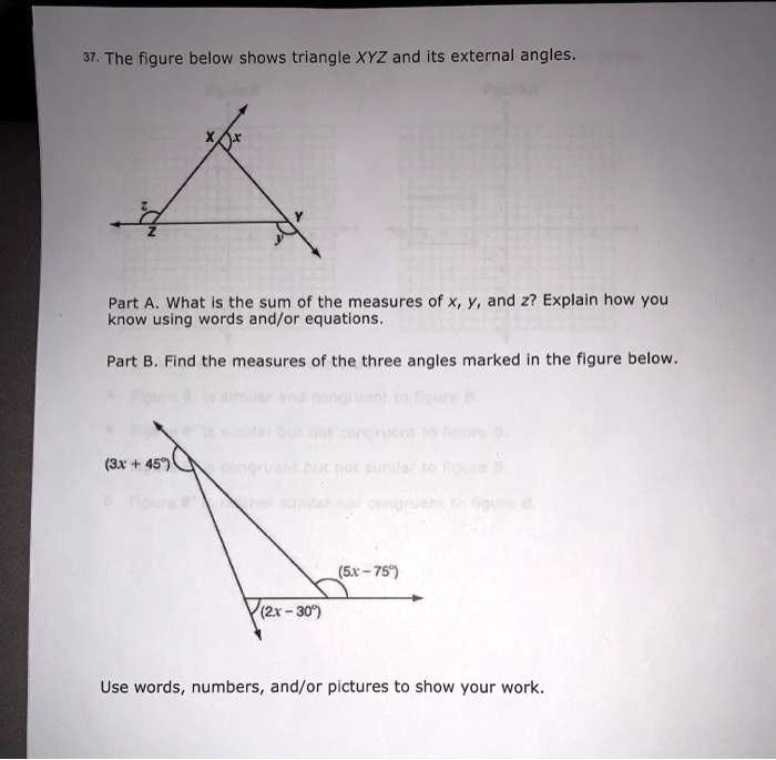 Solved 37 The Figure Below Shows Triangle Xyz And Its External Angles Part A What Is The Sum 9430