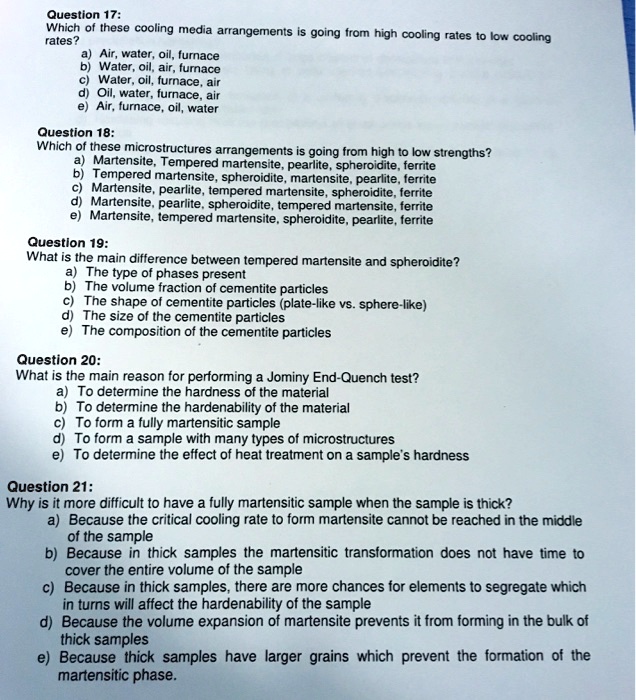 question 17 rates a airwateroilfurnace b wateroilairfurnace cwateroilfurnaceair doilwaterfurnaceair eairfurnaceoilwater question 18 which of these microstructures arrangements is going from  11194