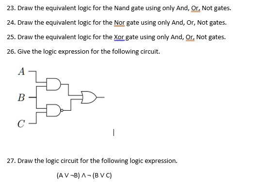 SOLVED: 23. Draw the equivalent logic for the Nand gate using only And ...