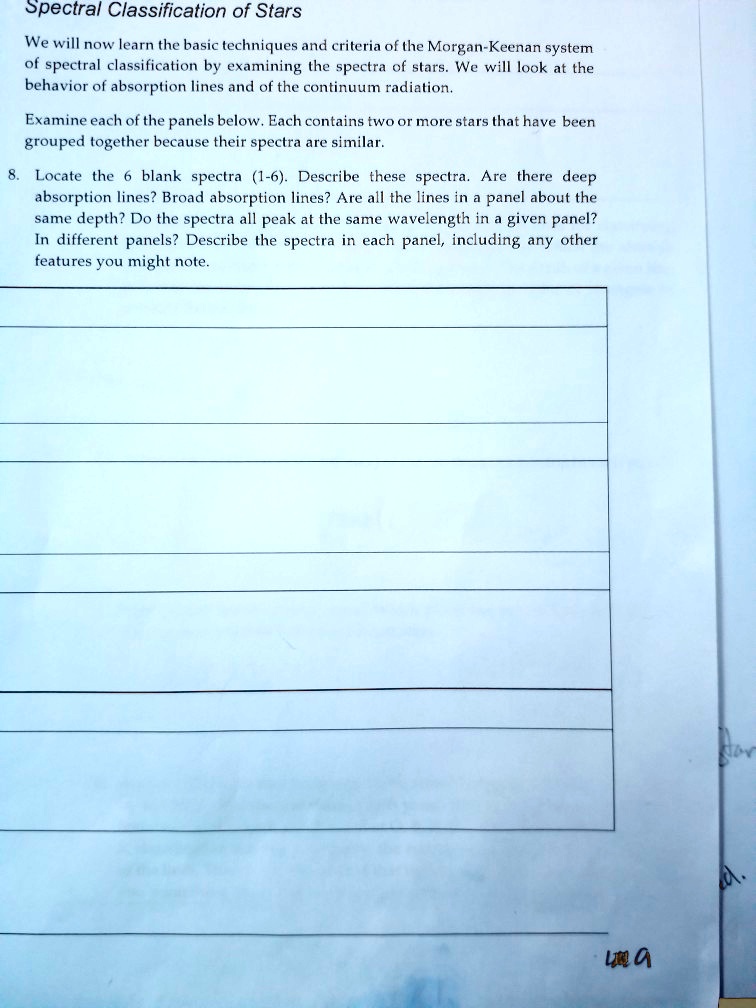 SOLVED Spectral Classification of Stars We will now learn the basic
