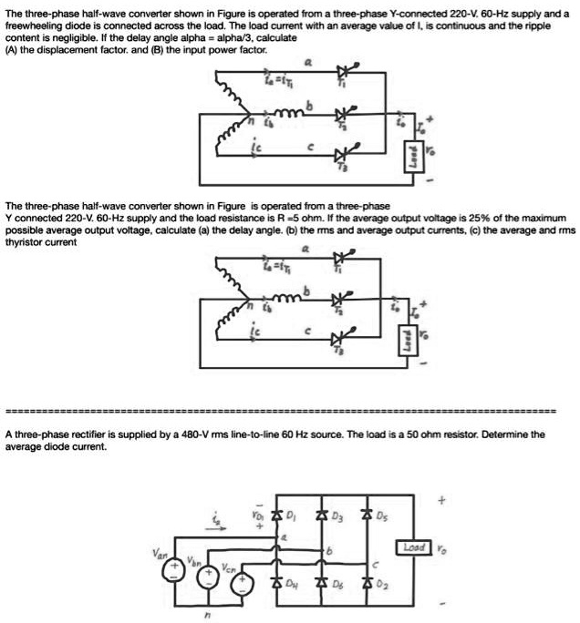The three-phase half-wave converter shown in Figure is operated from a ...