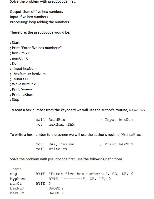 SOLVED: ASSEMBLY LANGUAGE - VISUAL STUDIOS Write a program to print the ...