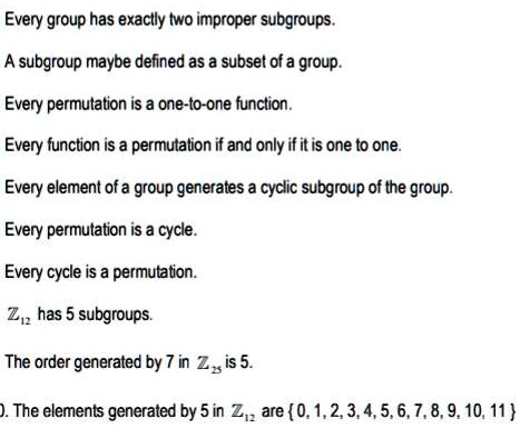 SOLVED Every Group Has Exaclly Two Improper Subgroups A Subgroup Maybe