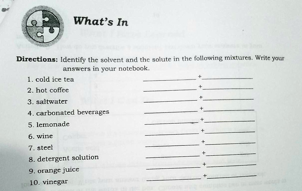 SOLVED 1. cold iced tea 2. hot coffee 3. saltwater 4. carbonated