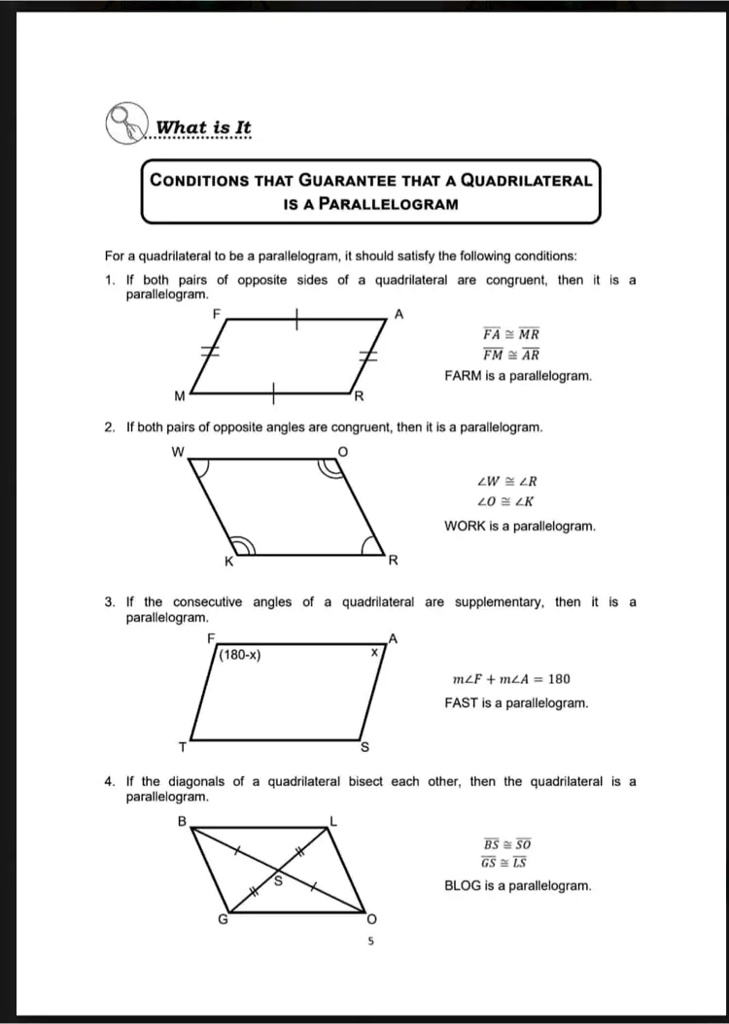 Solved Conditions That Guarantee That A Quadrilateral Is A Parallelogram For A Quadrilateral To 