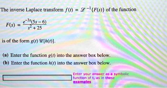 Solved The Inverse Laplace Transform F I F S Of The Function 3s 55 6 F S 25 Is Of The Form G T 9 H T A Enter The Function G T