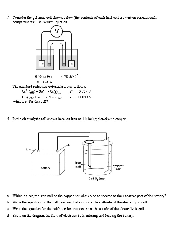 SOLVED: In The Electrolytic Cell Shown Here, An Iron Nail