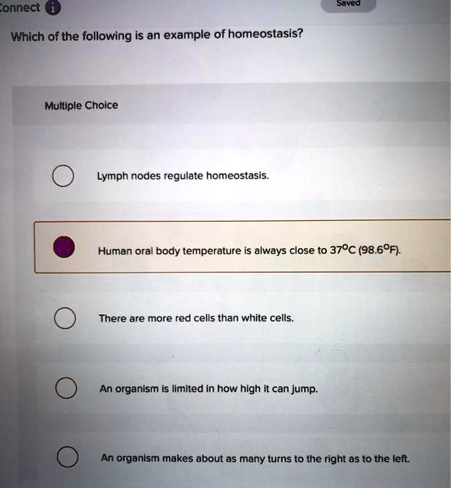 Which Of The Following Best Defines Homeostasis SOLVED:Saved onnect Which of the following is an example of homeostasis