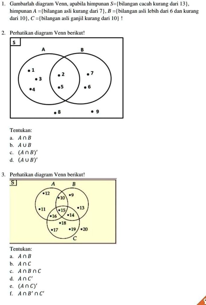 SOLVED: Ayo Dong Jam 8 Dikumpul T-T Gambarlah Diagram Venn. Apabila ...