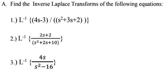 Solved Find the inverse Laplace transforms of the following