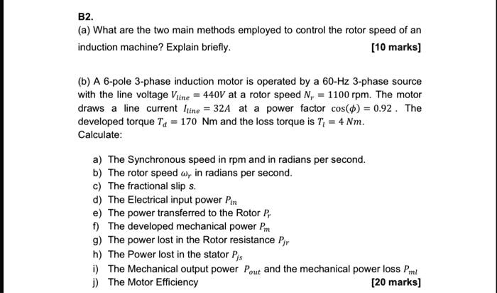 Solved (d) Define synchronous speed and slip. (2 marks) (e)