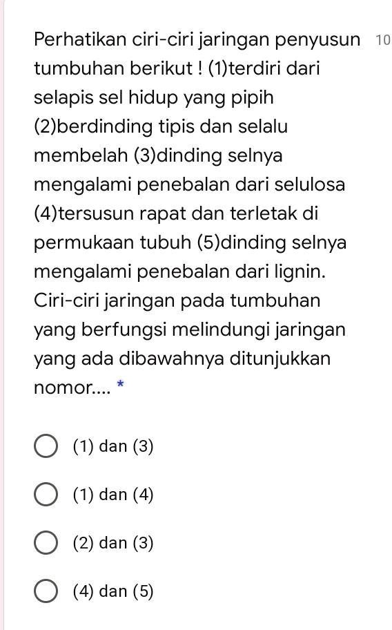 SOLVED: Perhatikan Ciri-ciri Jaringan Penyusun Berikut !soalnya Sudah ...