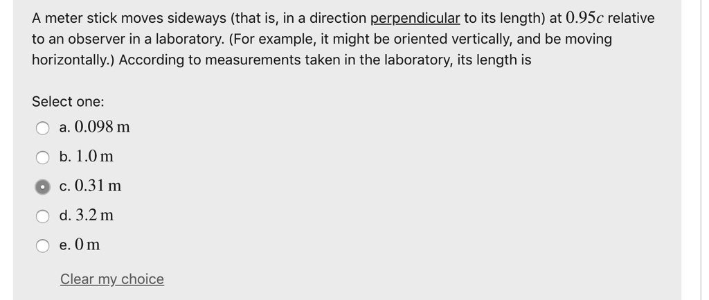 SOLVED: A meter stick moves sideways (that is, in a direction ...