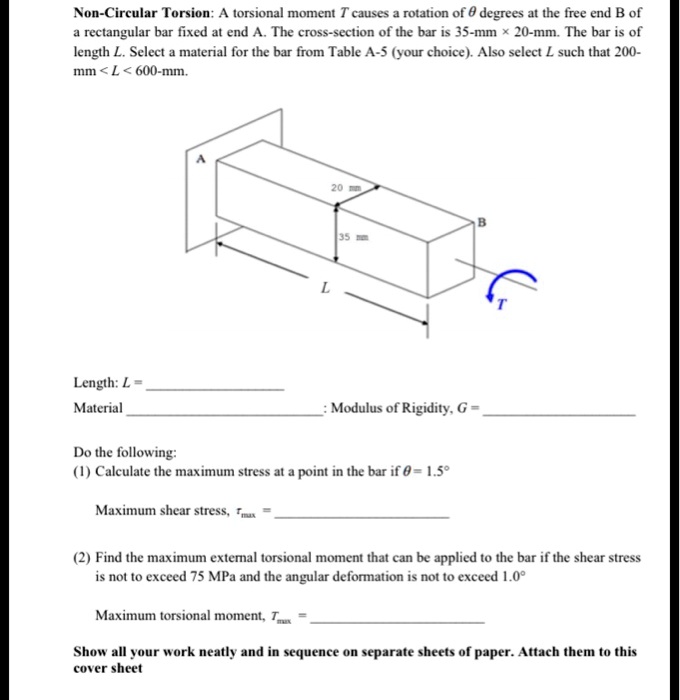 SOLVED NonCircular Torsion A torsional moment T causes a rotation of