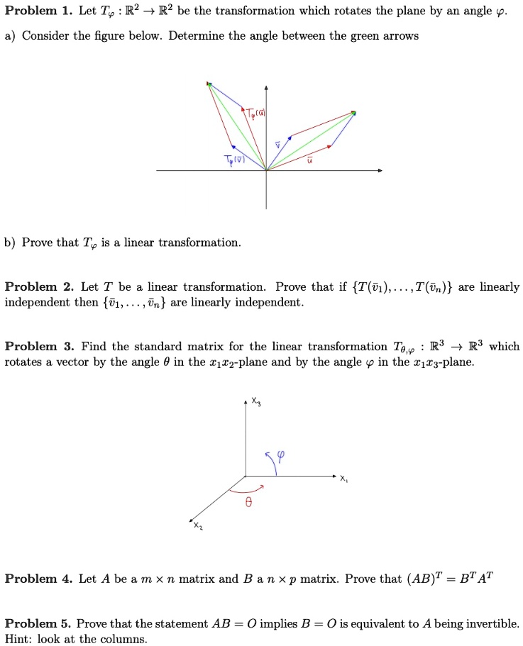 problem 1 let tp r2 r2 be the transformation which rotates the plane by ...