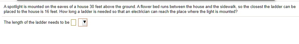 a spotlight is mounted on the eaves of house 30 feet above the ground ...