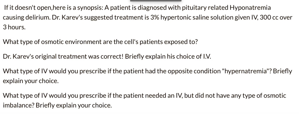 SOLVED: Ifit doesn't open,here is a synopsis: A patient is diagnosed ...