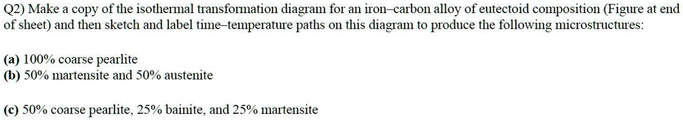 SOLVED: O2 Make a copy of the isothermal transformation diagram for an ...