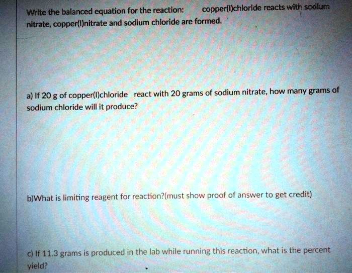 SOLVED Write the balanced equation for the reaction copper(I