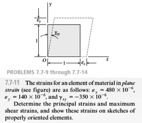 PROBLEMS 7.7-9 through 7.7-14 7.7-11 The strains for an element of ...
