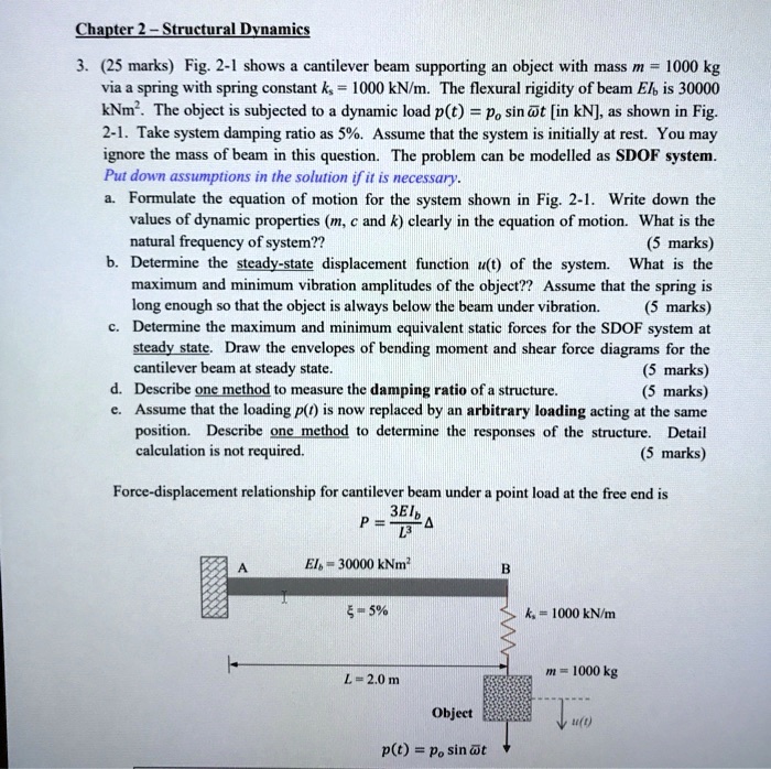 SOLVED: Chapter 2 - Structural Dynamics (25 marks) Fig: 2-1 shows a ...