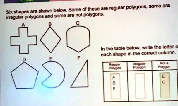 SOLVED: Some of these are regular polygons, some are irregular polygons ...