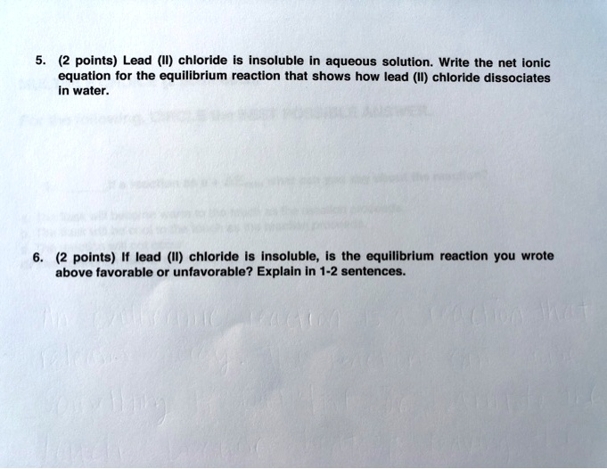 SOLVED points) Lead (II) chloride is insoluble In aqueous solution