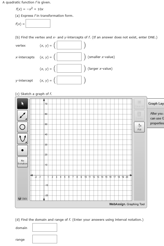 SOLVED Quadratic Function Is Given Fx x2 10x Express Fin 