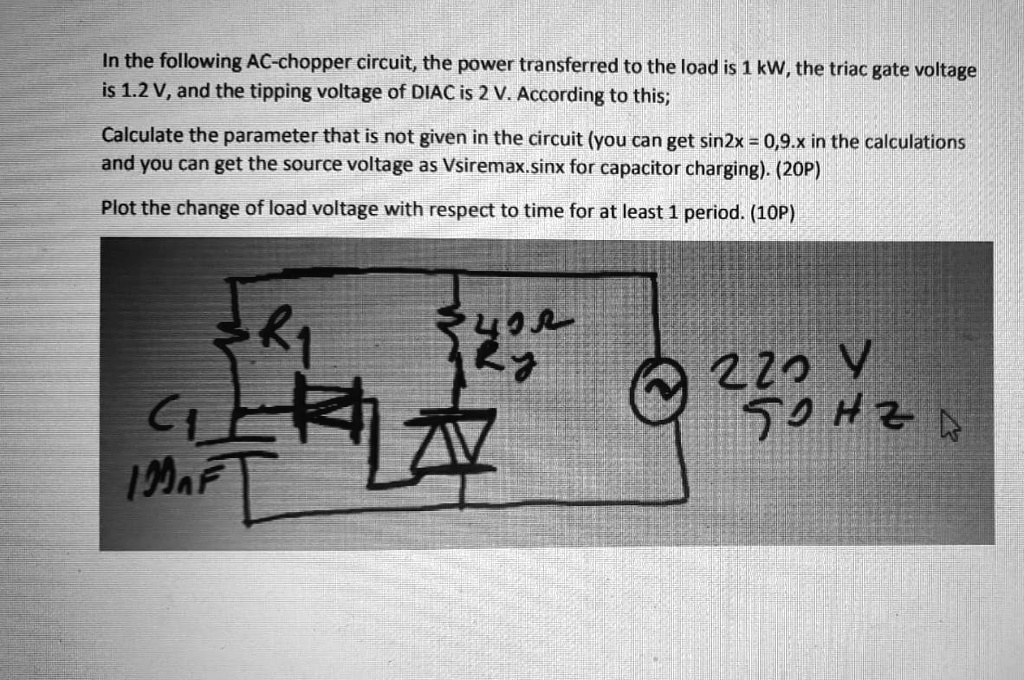 SOLVED: In the following AC-chopper circuit, the power transferred to ...