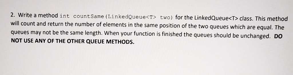 SOLVED: Please answer ASAP and write in Java. 2. Write a method int ... image.